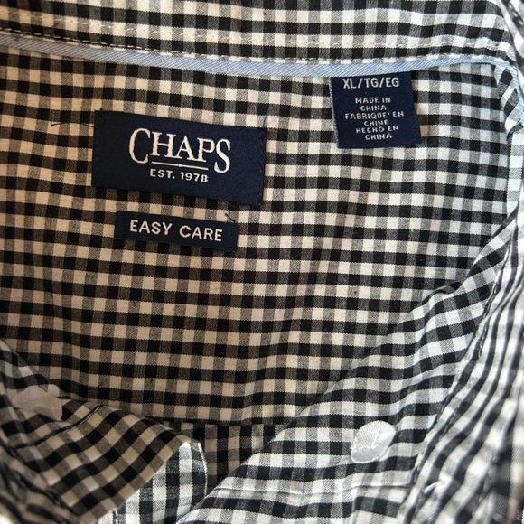 NWT- Chaps Men's Long Sleeve Button-Down Shirt - Black & White /Size XL - Picture 5 of 8